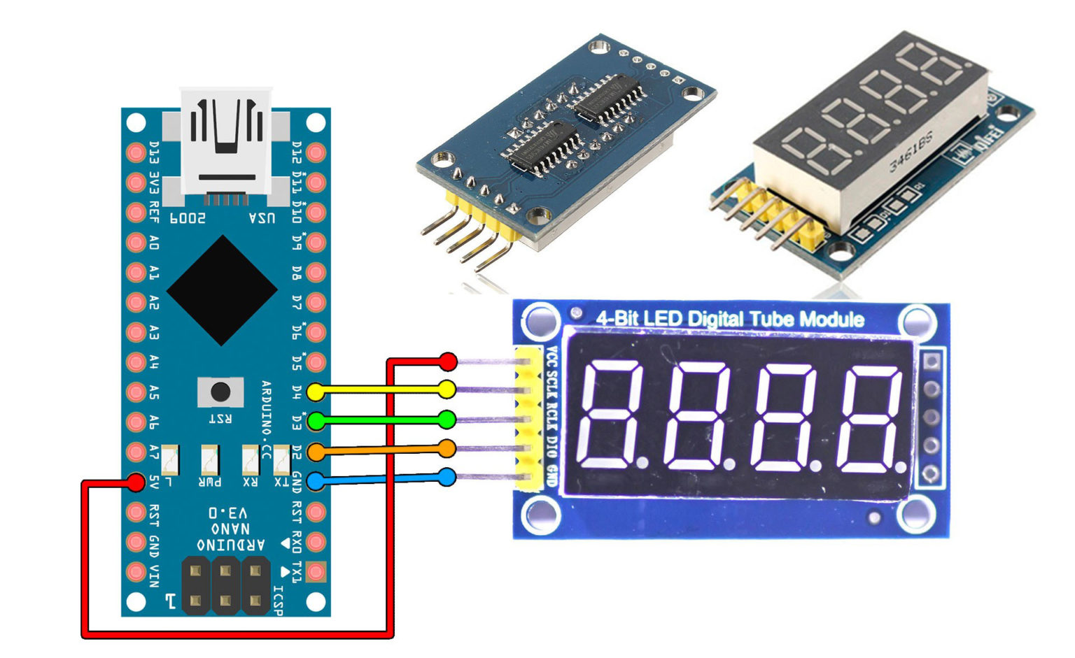 Подключение 4 разрядного китайского модуля индикации vaw Arduino подключение дисплея на TM74HC595 - AlexGyver Technologies